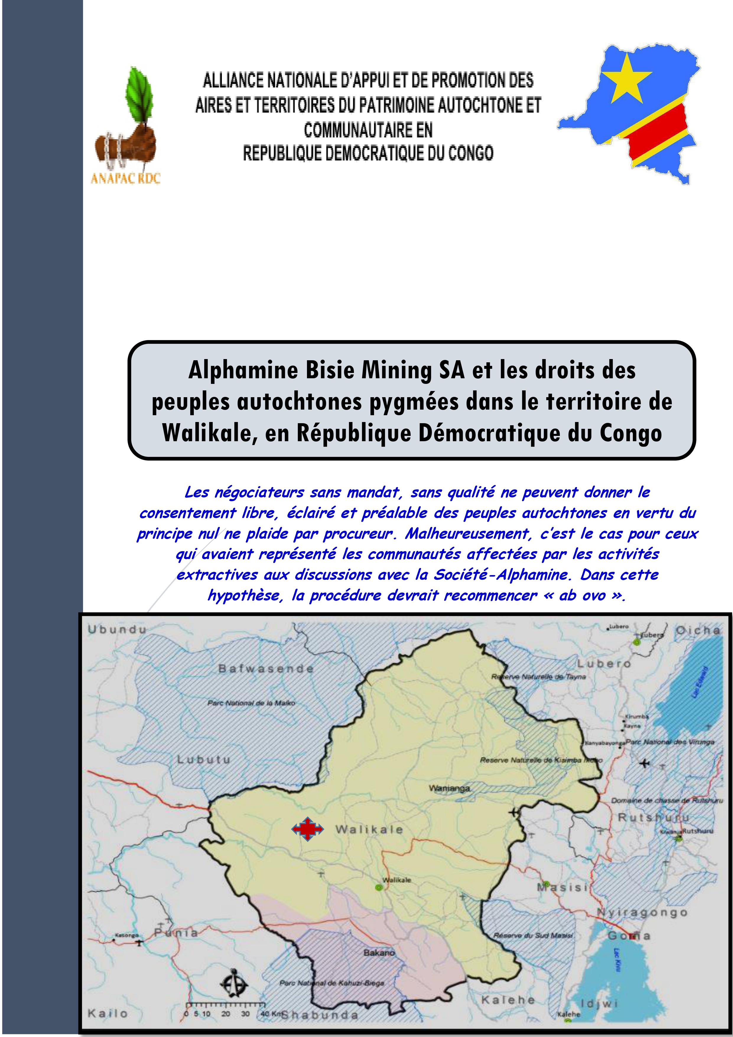 (FR) Alphamin Bisie Mining SA and the Rights of Indigenous Pygmy Peoples in Walikale territory, in the Democratic Republic of Congo